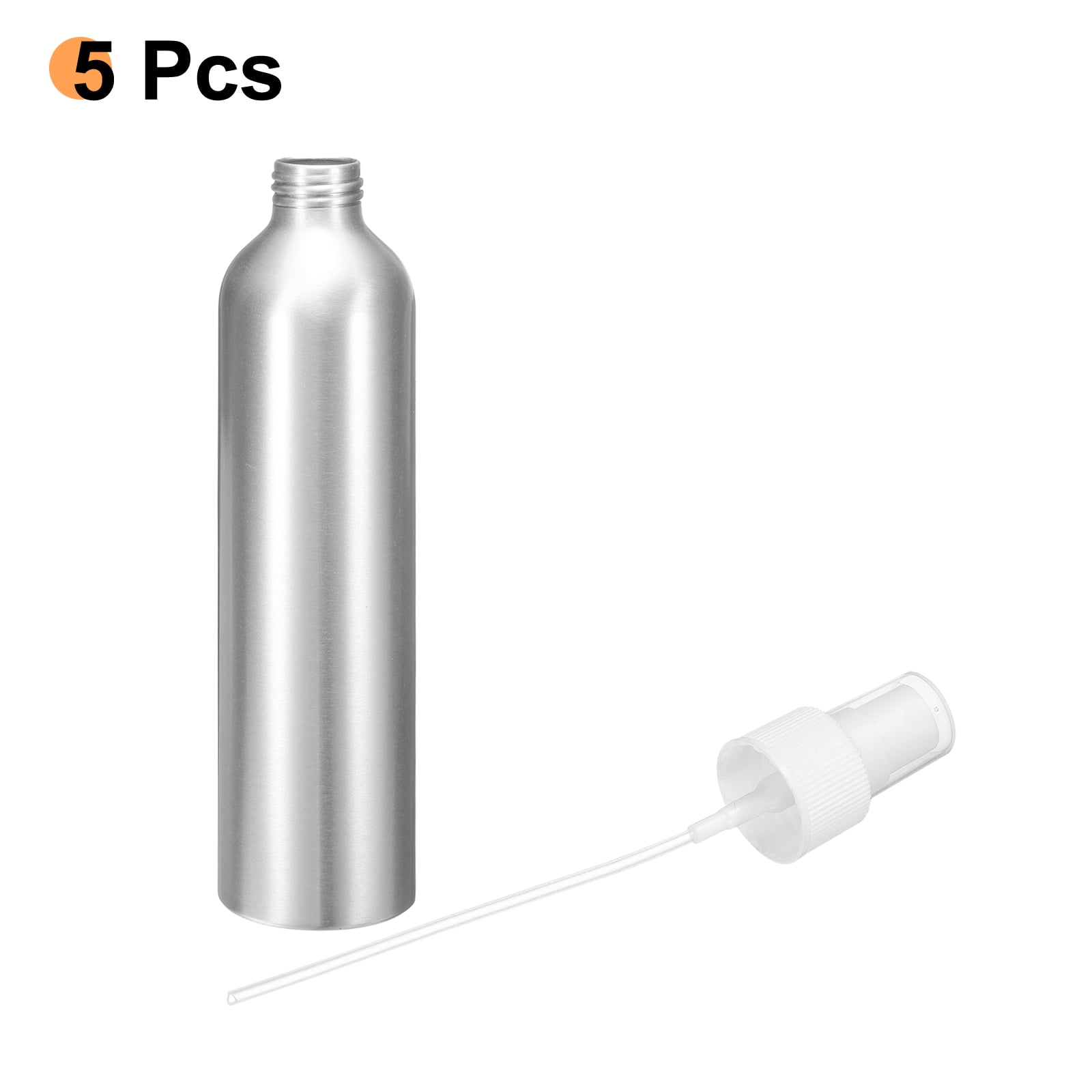 Uxcell 5pcs Aluminum Fine Mist Spray Bottles 300ml/10oz Metal Small Liquid Alcohol Refillable Travel Container with White Plastic Nozzle Cap for Perfume Skincare Cosmetic Storage Bottle