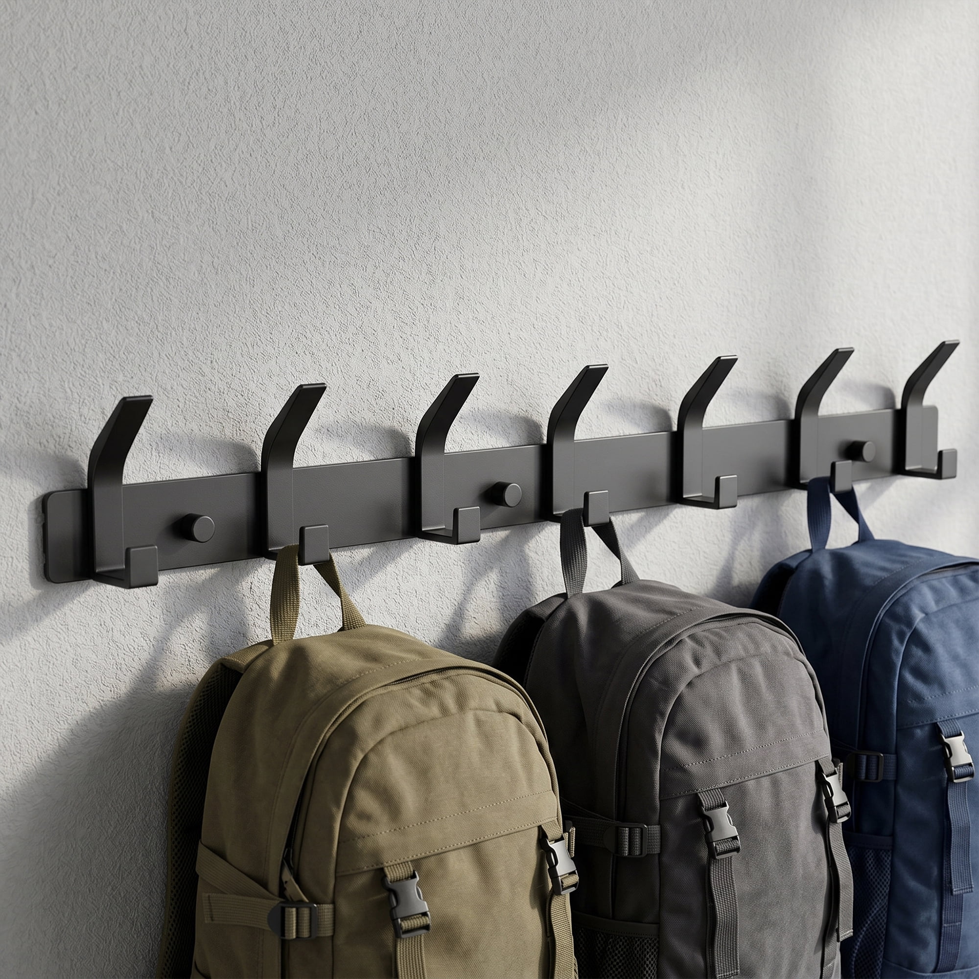 Unique Bargains Coat Rack Wall Mount Metal Hook for Bathroom and Bedroom Black 7 Hooks
