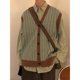 thumbnail image 2 of Hombres Sin Mangas Suéter Chaleco Con Cuello En V Suelto Vintage Punto Cardigan Moda Estilo Casual Marrón XL, 2 of 8