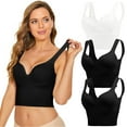 thumbnail image 2 of B91xZ Womens Bras No Underwire Comfort Full Coverage Large Bust High Impact Sports Bras,Multicolor L, 2 of 5