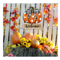 thumbnail image 4 of Halloween Pumpkin Welcome Hanging Sign With Polka‑Dot Bow, Fall Wooden Decor for Indoor & Outdoor Porch Holiday Displays, 4 of 5