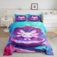 thumbnail image 2 of Axolotl Bedding Set Full Size,Cute Ocean Animals Quilt Teens Marine Romantic Comforter Set Pink Coral Plant Duvet Insert, 2 of 7