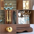 thumbnail image 5 of Kendal Wooden Jewelry Box for Women, Solid Jewelry Holder Organizer, Mothers Day Gifts, Wood Jewelry Case with Mirror for Necklaces, Earring, Rings (2 Side Door, Brown) WJC02HT, 5 of 7