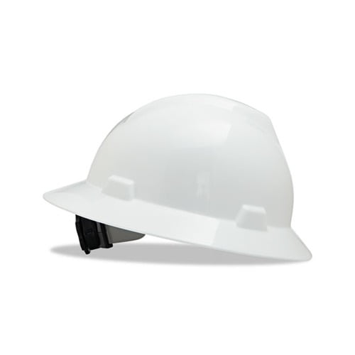 MSA Skullgard Full Brim Hard Hat With Ratchet Suspension White 