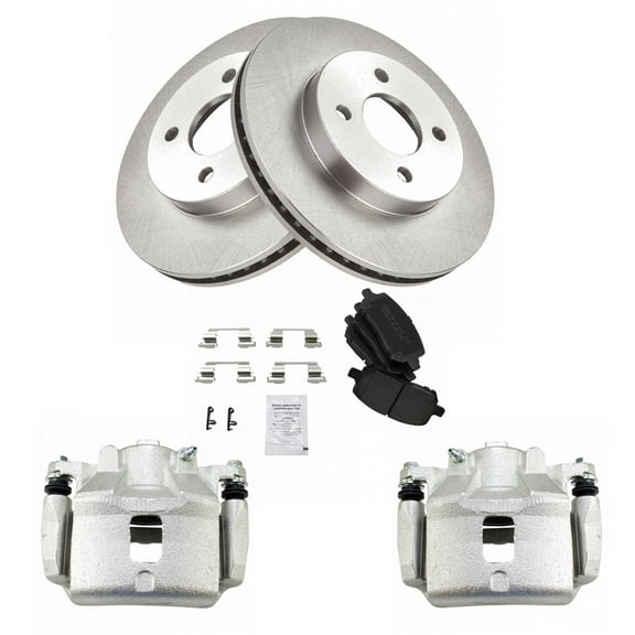 TRQ Front Brake Pad & Rotor Kit Brake Caliper Brake Pads Brake Rotor Ceramic Fits Select 2005-2010 Chevrolet Cobalt 2007-2009 Pontiac G5 2003-2007 Saturn Ion