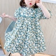 thumbnail image 4 of ibuvkizy Girls Summer Dresses Baby Princess Dress Girls Floral Dresses Bubble Sleeve Skirt Rustic Style Children's Princess Dresses 2-6 Years Toddler Birthday Party Gown Kids Cute, 4 of 8