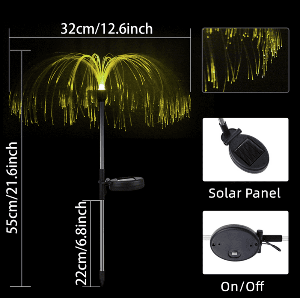 Solar Flower Lights Outdoor Garden Waterproof, Solar Yard Lights Decorative, 7 Color Changing Solar Powered Stake Light for Pathway Patio Lawn Christmas Decor, 2 PCS