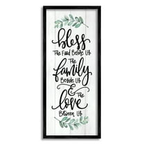 Stupell Industries Bless This Family Religious Kitchen Phrase Plank Pattern Graphic Art Black Framed Art Print Wall Art, Design by Fearfully Made Creations