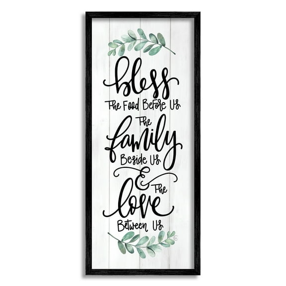 Stupell Industries Bless This Family Religious Kitchen Phrase Plank Pattern Graphic Art Black Framed Art Print Wall Art, Design by Fearfully Made Creations