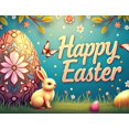 thumbnail image 4 of Adorable Bunny Chick Easter Banner with Flowers Eggs Background Party Decorations Photo Props Easter Celebration Spring Festival Home Decor, 4 of 4