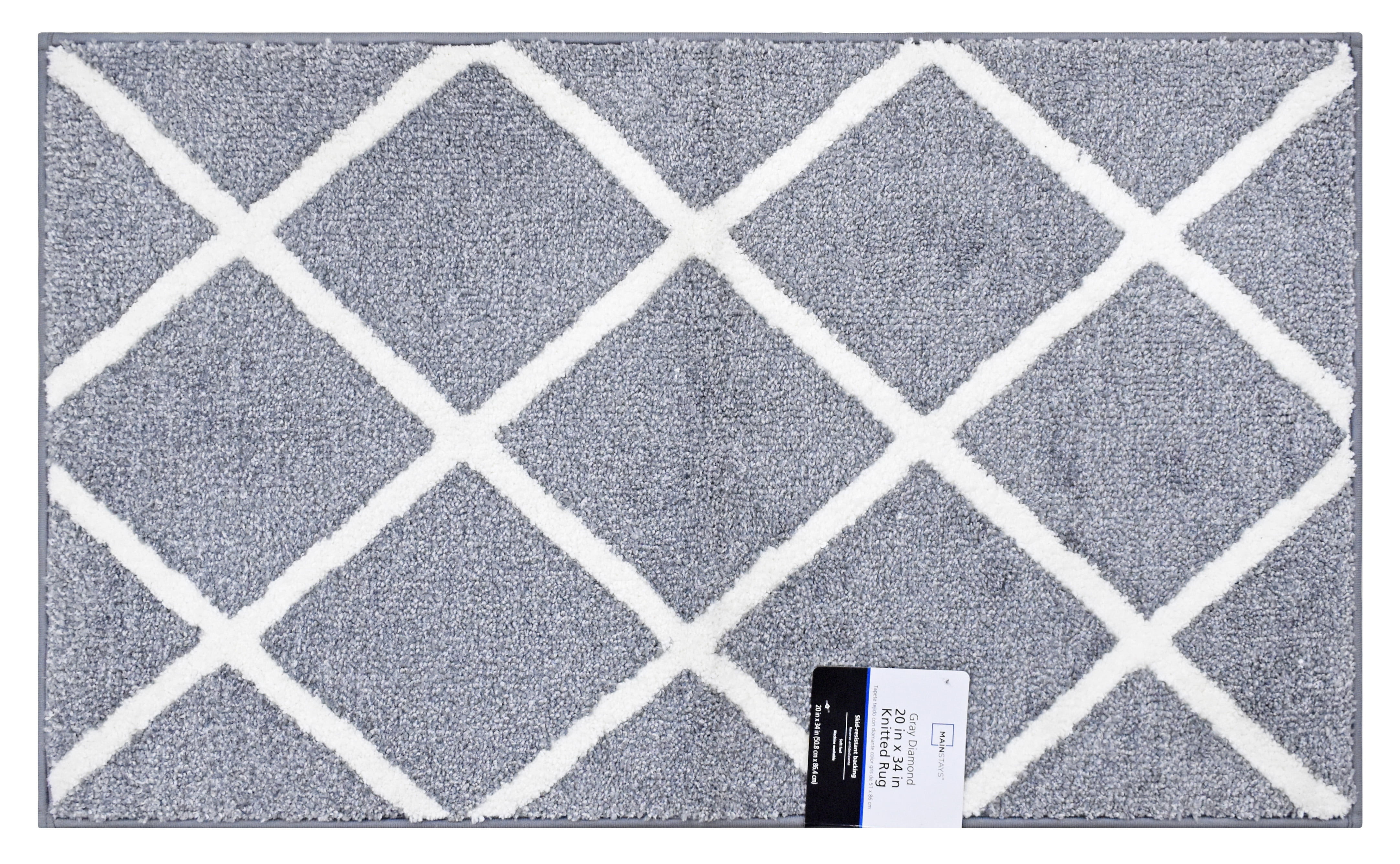 (2 pack) Mainstays Diamond Plush Grey Indoor 20" x 34" Accent Rug