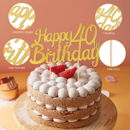 SHINYPASING Delicate Design Happy Birthday Sign for Cake 10Pcs 8.7x5.5in