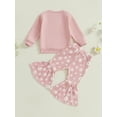 thumbnail image 5 of Michellecmm  Toddler Girls Fall Outfits Letter Embroidery Long Sleeve Sweatshirt Floral Flare Pants Set Baby 2 Piece Clothes, 5 of 8