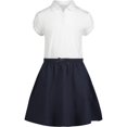 thumbnail image 1 of Vestido uniforme escolar IZOD para niñas con polo de manga corta, blanco y azul marino, 1 of 1