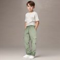 thumbnail image 4 of 11-12T Tween Boys Warm Wide Leg Sweatpants Elastic Drawstring Waist Baggy Open Leg Pants Solid Color Multi Pockets Casual Winter Daily Wear Tween Boys Winter Pants 11t 12t 13t 14t,Green, 4 of 7