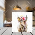 thumbnail image 2 of Cow With Flower Wreathes Wooden Box Sign Table Decor Rustic Farmhouse Square Desk Decor Sign For Shelf Woodland Animal Wood Block Signs Boho Decor 5x5 Inches, 2 of 5