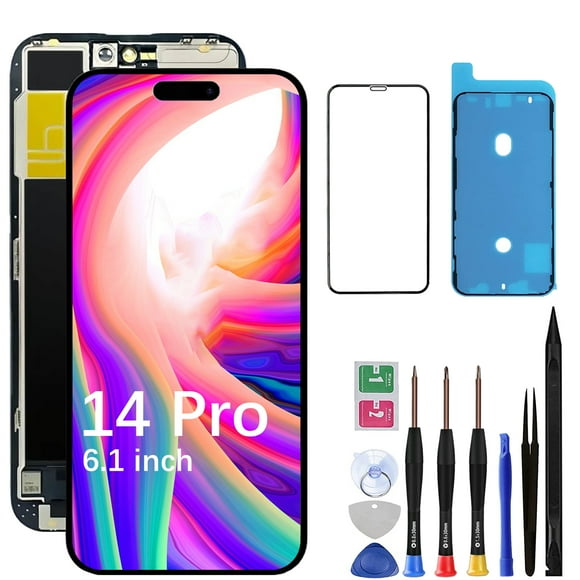 Screen Replacement for iPhone14 Pro -3D Touch Lcd Replacement Kit & Digitizer Display Full Aassembly for Apple iPhone 14 Pro  ( 6.1- inch, Models A2650, A2889, A2890, A2892) with Repair Tool Kit