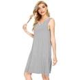 thumbnail image 3 of WiWi Bamboo nightgown for women Sleeveless Sleepwear Lightweight V Neck Sleep Shirt Plus Size Sleep Dress S-2X, Heather Grey, X-Large, 3 of 5