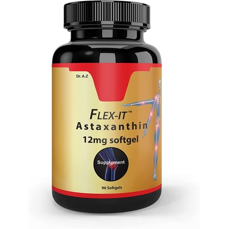 Astaxanthin FLEXIT Natures High Potency Maximum Strength Support Joints, Skin, Eye and Immune Health, All-Natural, Non-GMO, Gluten-Free