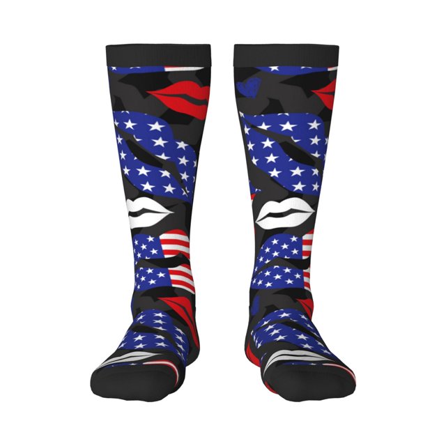 Balery American With Lips Calcetines novedosos Calcetines deportivos Calcetines hasta la rodilla Calcetines de algodón Calcetines originales y geniales