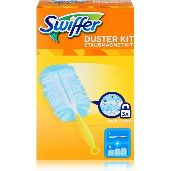 Swiffer Microfibre dust Cleaner Set, 1 Handle and 3 Replacement Pads (Pack of 1x1 Piece)
