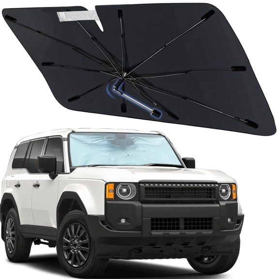 Windshield Sun Shade Umbrella for Toyota Land Cruiser 250 2024-2026, Foldable Car Sunshade for Front Window with 360° Rotating Shaft, Custom-Fit Parasol para Carro for UV Blocking & Heat Reduction