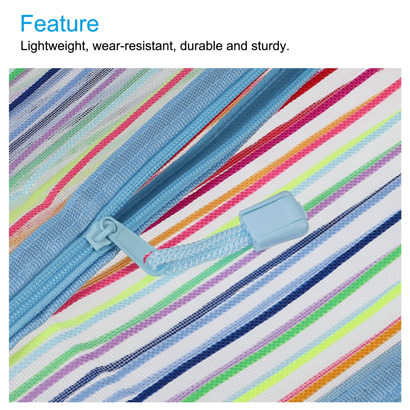 Unique Bargains Mesh Zipper Pouches Pencil Case Document File Bags Organizer for Office Sky Blue