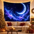 thumbnail image 3 of Luminous Crescent Moon Above Purple-and-Blue Nebula, Serene Celestial for Space Lovers, Galaxy Wall Art, Housewarming Gift, Tapestry Wall Hanging for Bedroom and Dorm, 3 of 7