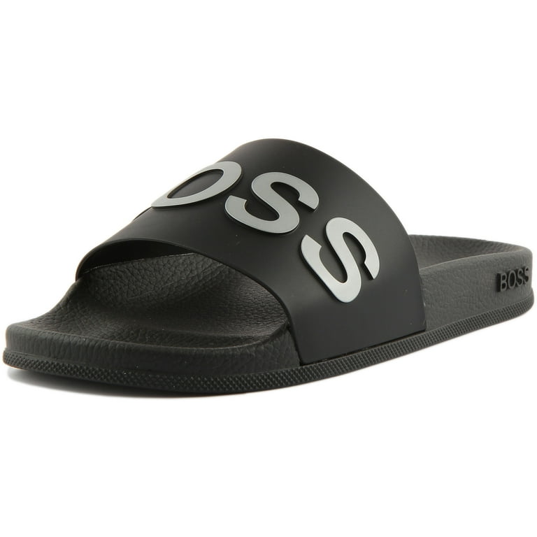 Hugo Boss Bay Men's Slip On Sandals With Logo Strap In Charcoal Size 7 - Walmart.com