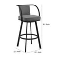 thumbnail image 5 of Ovn 26 Inch Swivel Counter Stool, Curved, Gray Faux Leather, Black Steek- Saltoro Sherpi, 5 of 5