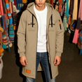 thumbnail image 2 of Mens Trench Coat Hoodie Long Jacket Full Zip Winter Business Overcoat Flannel Fleece Tunic Sweatshirt with Pockets, 2 of 7
