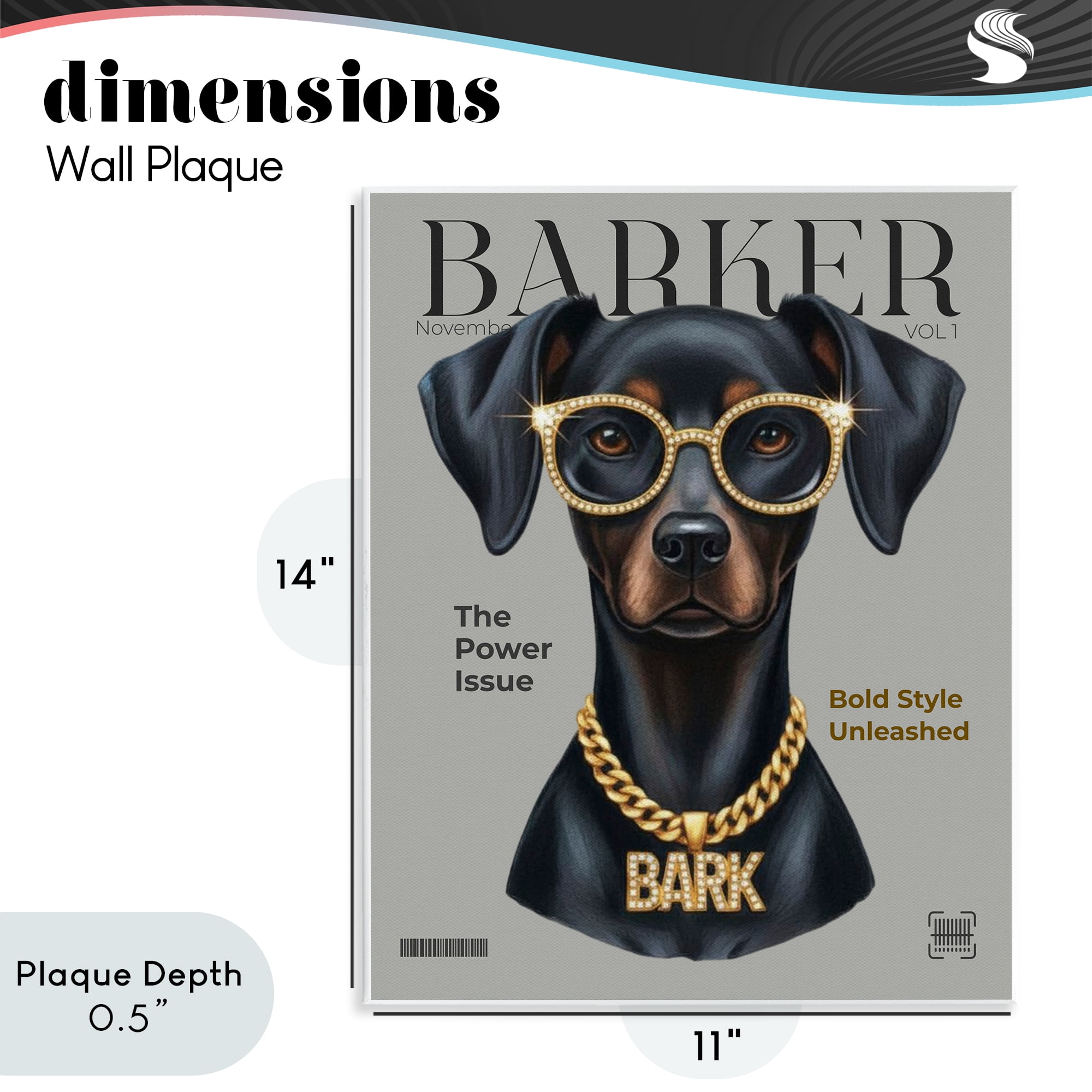 Stupell Industries Barker Dog Fashion Magazine Wall Plaque Art, design by A Barefoot Stylist