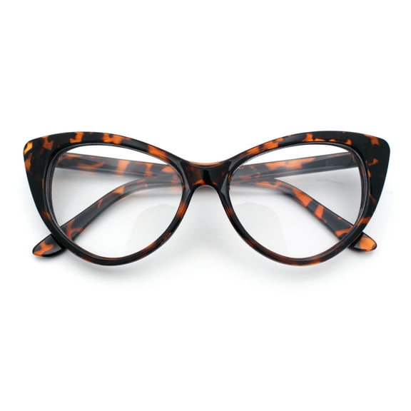 Classic Womens Gothic Clear Lens Cat Eye Glasses Tortoise