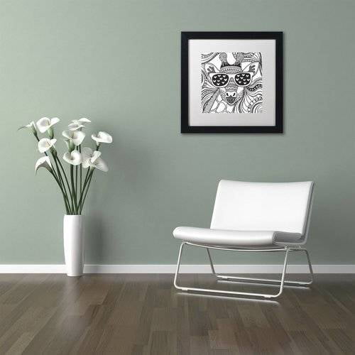 Trademark Fine Art "Cool Giraffe" Canvas Art by Hello Angel, White Matte, Black Frame