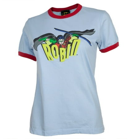 Batman Juniors T-shirt - Batman - Robin Logo Juniors Ringer T-Shirt