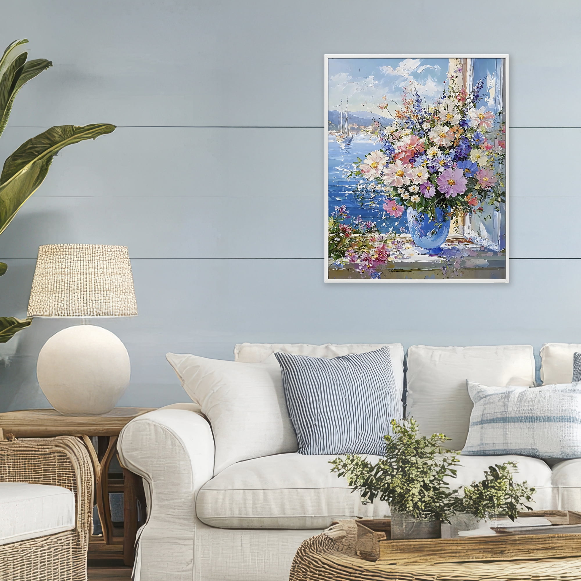 Stupell Industries Beautiful Bouquet on Ledge White Framed Giclee Art, design by Creative Studio