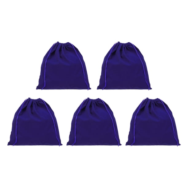 Uxcell 14x14" Bolsas de terciopelo grandes con cordones, bolsa para secador de pelo, bolsa de regalo, bolsa contra el polvo, bolsa de almacenamiento para hotel, azul profundo, paquete de 5