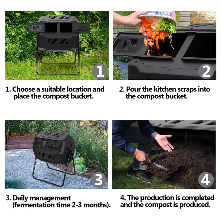 SuperDeal 43-Gallon Dual Chamber Compost Tumbler, Black photo 3