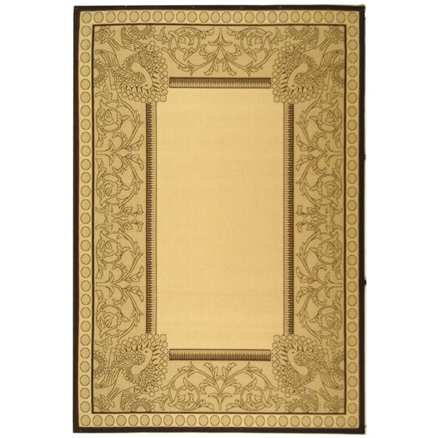 Safavieh Courtyard Collection Square Area Rug, Natural and Chocolate, 6'7' Square, Indoor/Outdoor, 0.35'H