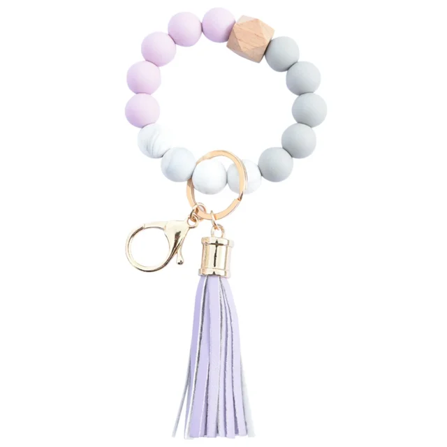 Fashion Creative Keychain Bracelet Wristlet Key Ring Beaded Bangle Key Chains For Women