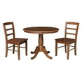 thumbnail image 3 of 36 in. Wood Dining Table with 2 Madrid Ladderback Chairs in Distressed Oak, 3 of 3