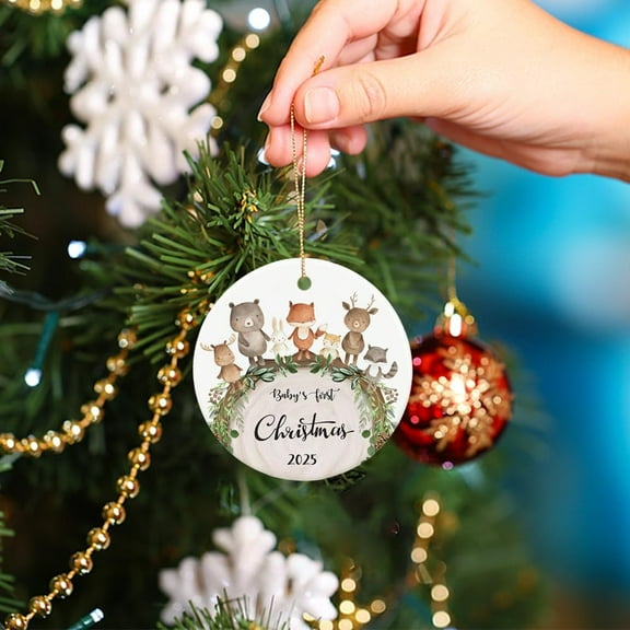Baby's First Christmas Ornament 2025, My First Christmas Ornament - One-Sided Printed on Ceramic, 3PC
