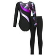 thumbnail image 2 of YEAHDOR Girls Long Sleeve Gym Suit Activewear Shiny Rhinestone Leotard with Leggings Sports Skating Outfit Pegasus 8, 2 of 7