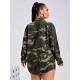 thumbnail image 2 of Womens Green Camo Print Denim Jacket With Flap Pocket, 2 of 5