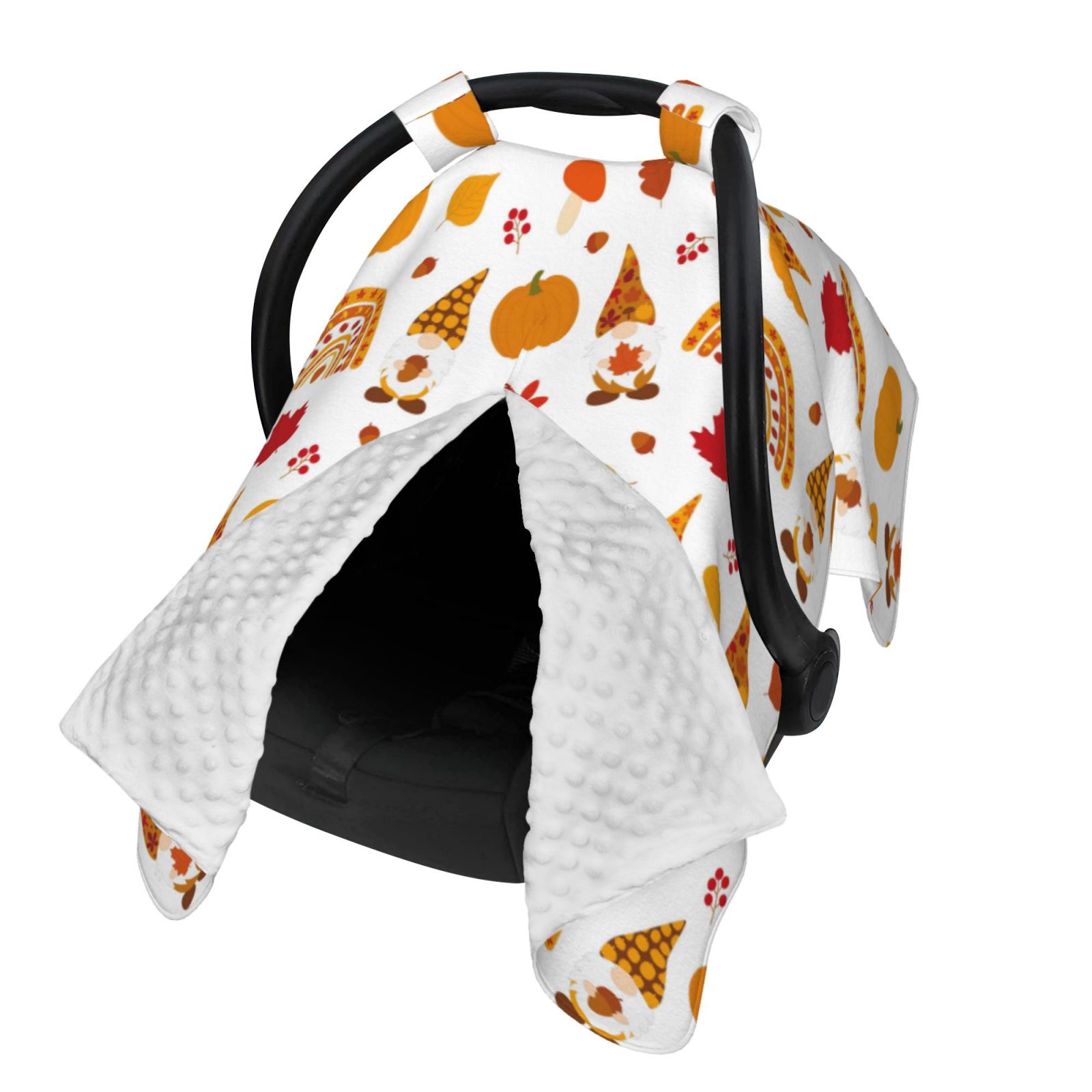 Naloa Fall Gnomes Harvest Baby Car Seat Cover, Breathable Baby Carrier Cover, Multiuse Baby Carrier Cover & Nursing Breastfeeding Cover