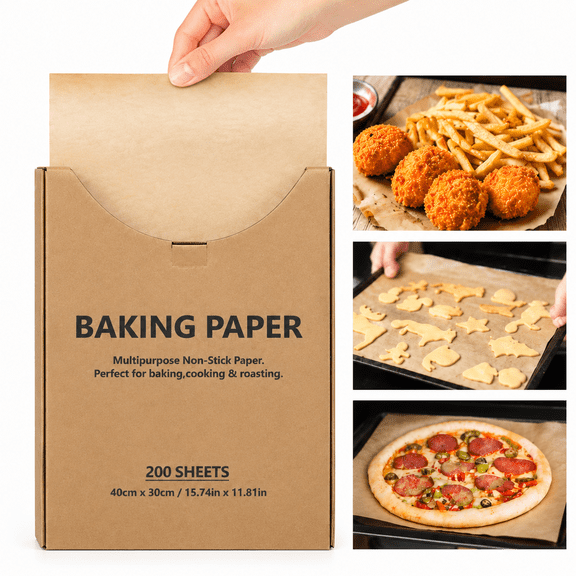 Sennuan Pre-Cut Parchment Paper Sheets 12x16 Inch 200 Pcs No Curl Non-Stick Unbleached for Baking Christmas Thanksgiving