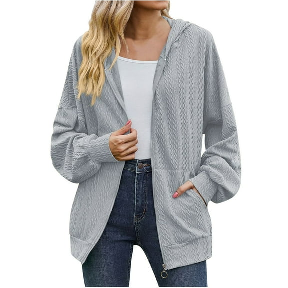 QUYUON Long Open Front Cardigan for Women Clearance Long Sleeve Formal Cardigan for Evening Dresses Knit Cardigan Pockets Cardigan Jacket Style Q-10761 Fall Cardigan Sweater Outerwear Coat Gray L