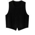 thumbnail image 3 of Women's Solid Color Round Neck Sleeveless Blouse Tank Top Tops Shirts Pullover V Neckline Loose Fit Casual Daily Wear Soft Lightweight Breathable Professional Desk | CSEONE,Black Free Size, 3 of 9