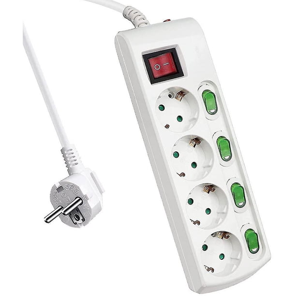 Regleta De Enchufes De 5 Vías Con Un Solo Interruptor Y Dispositivo De Seguridad Para Niños, 16a/230v