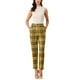 thumbnail image 2 of Pantalones de tartán a cuadros para mujer INSPIRE CHIC, elásticos, de cintura alta, rectos y largos, XS, amarillos, 2 of 6